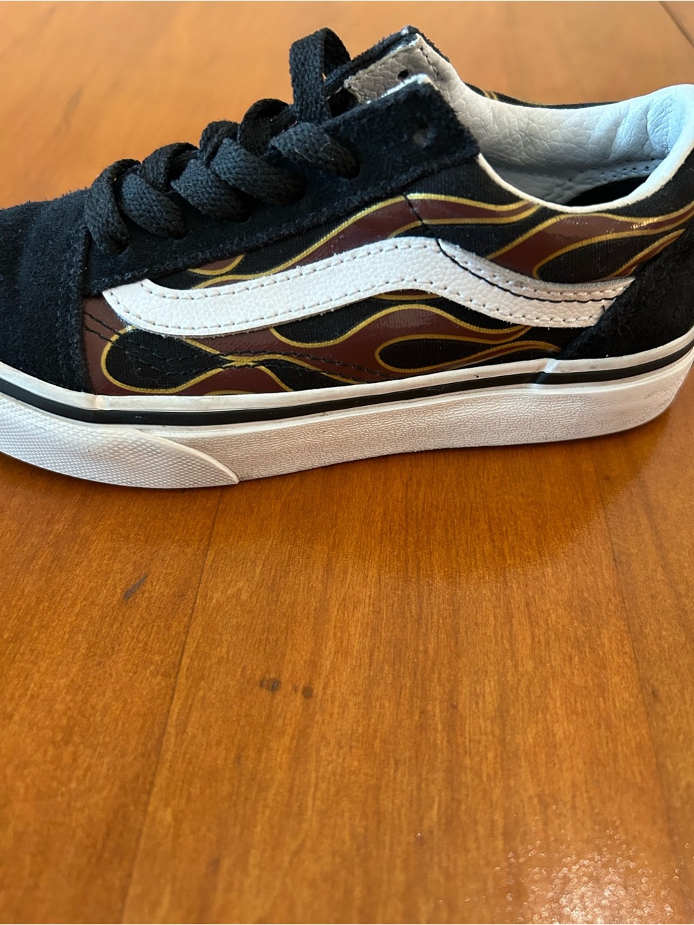 Vans Old Skool Flame Sneakers Black/White Kids Size 12.5